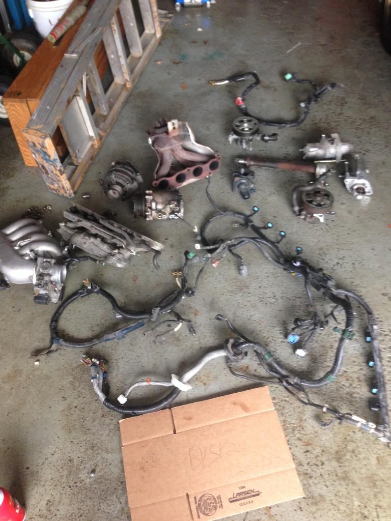 K24a2 parts, Wiring/charge harness, ps pump, intake mani/TB, manifold